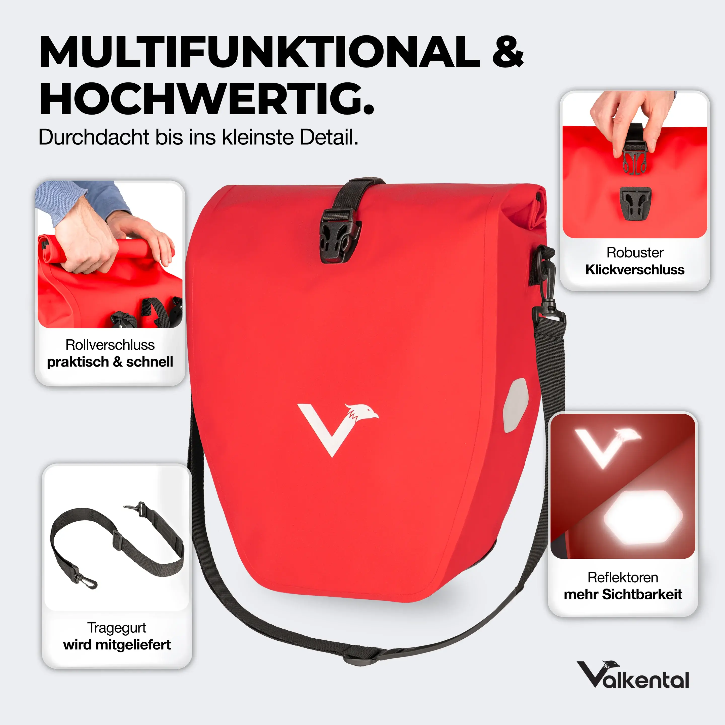 Valkental Bike Bag 20 Liter rot