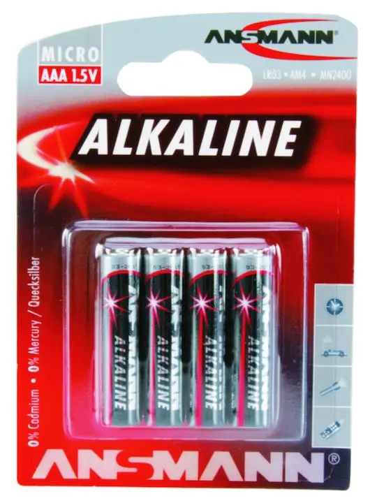 Batterie Alkaline 1,5 Volt - 4er Satz Micro (AAA LR03) Batterie Alkaline 1,5 Volt - 4er Satz Micro (AAA LR03)