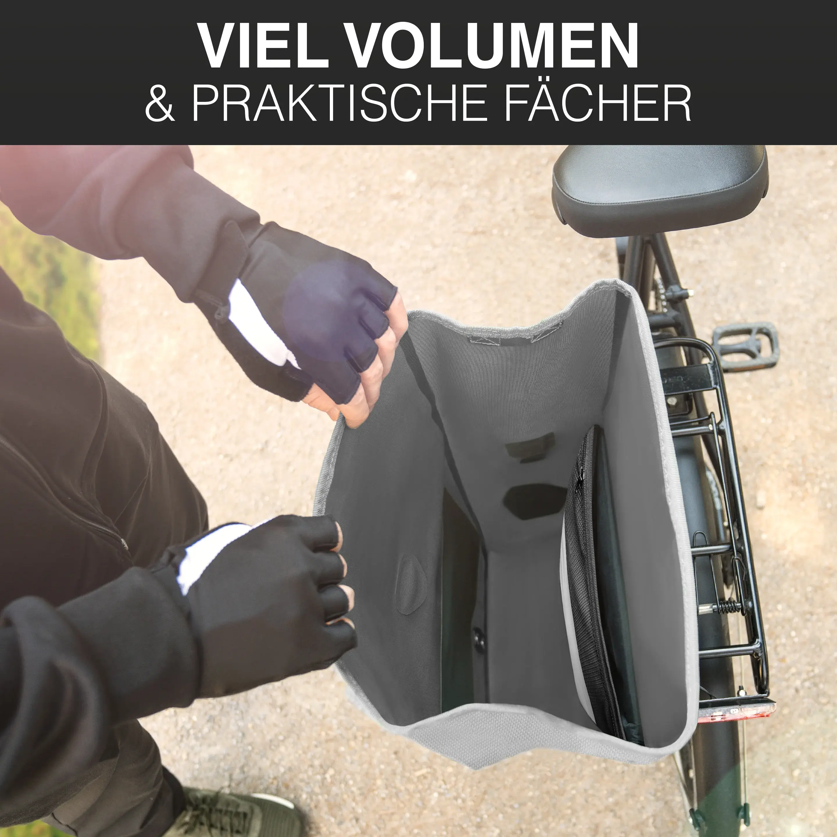 Valkental ValkOcean - Praktische & schicke 2in1 Gepäckträgertasche Space Grey Valkental ValkBasic - große & wasserdichte Gepäckträgertasche Reflective