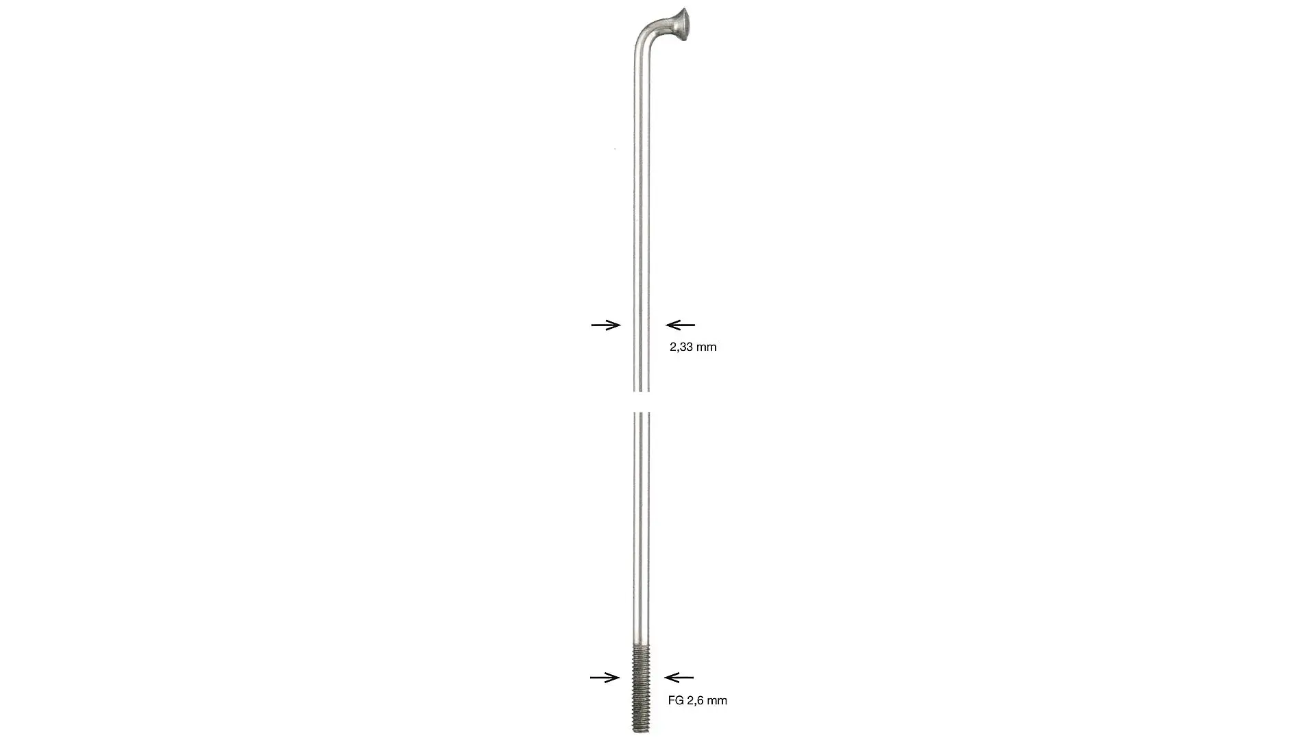 ALPINA Speiche Glatt, Ø 2,34 mm, 218mm lang Edelstahl , mit Messingnippel ALPINA Speiche Glatt, Ø 2,34 mm, 218mm lang Edelstahl , mit Messingnippel