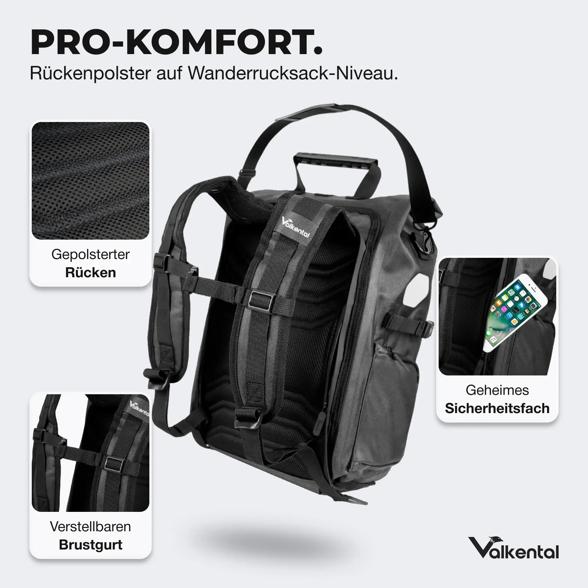 Valkental ValkPro 3in1 Fahrradtasche schwarz