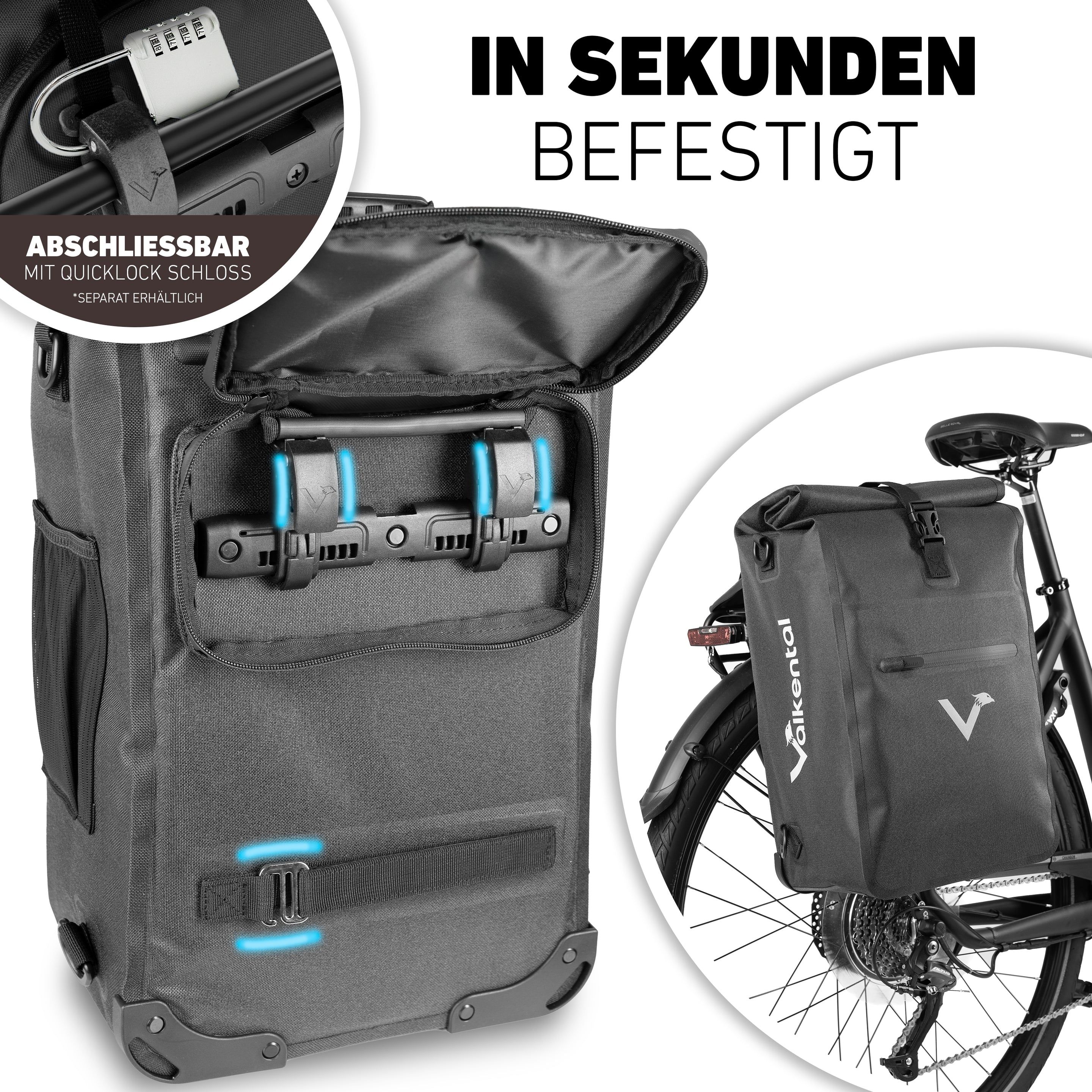 Valkental ValkOne 23 l 3in1 Fahrradtasche Space Black Valkental ValkOne 23 l 3in1 Fahrradtasche Space Black