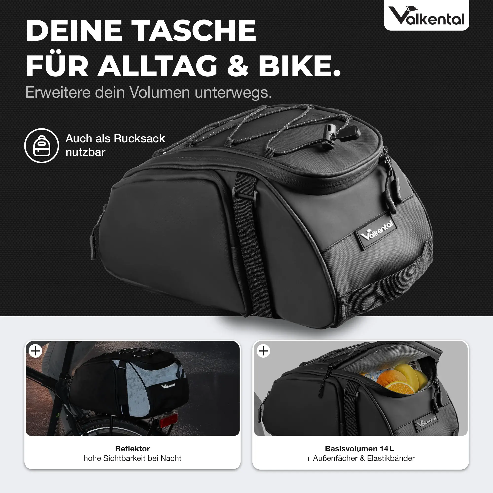 Valkental Trunk Bag 10 Liter schwarz mit Kühlfunktion