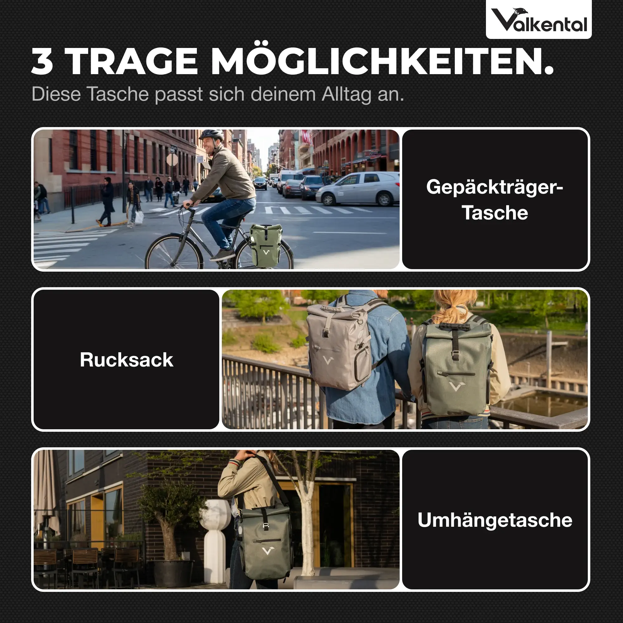 Valkental ValkPro 3in1 Fahrradtasche grün Valkental ValkPro 3in1 Fahrradtasche grün