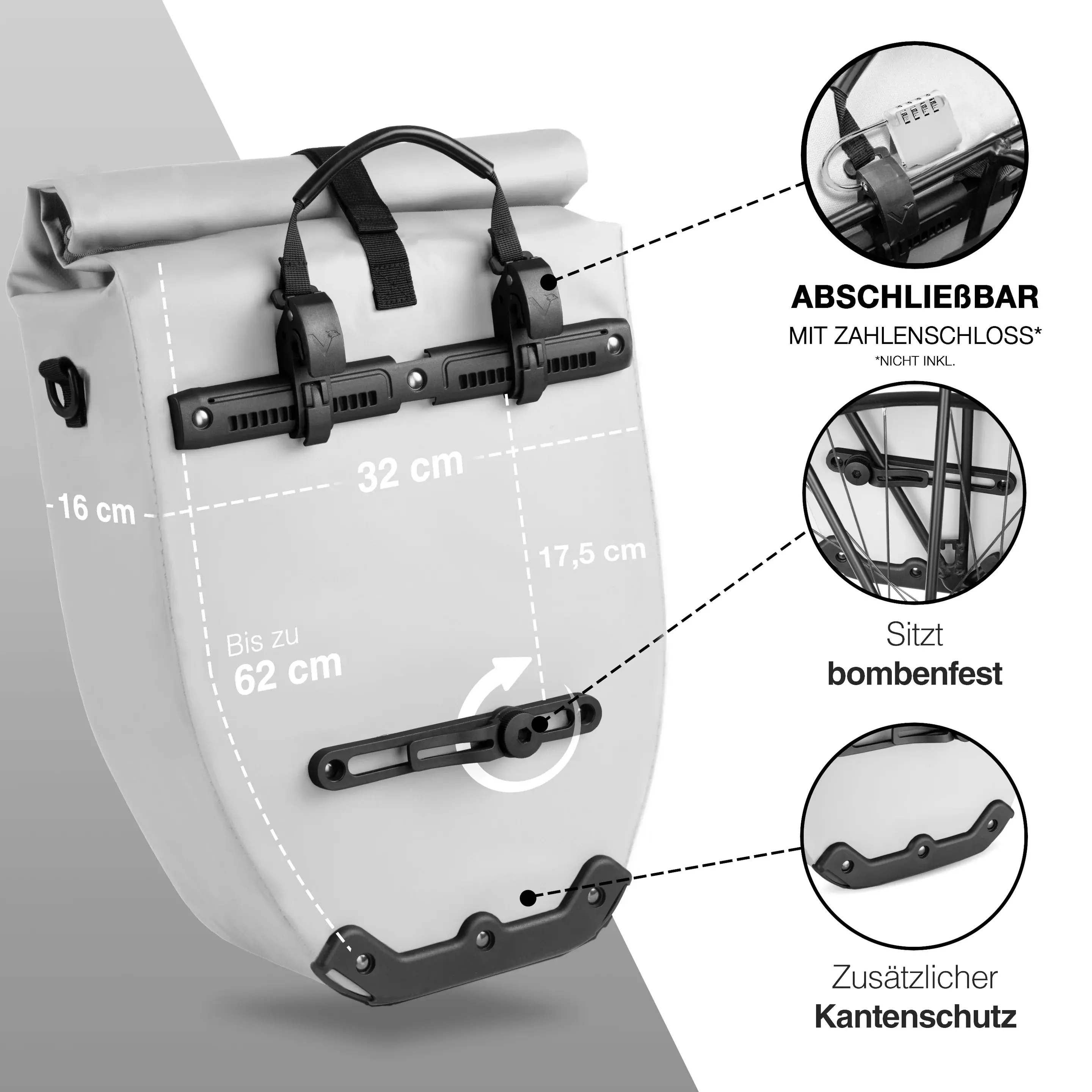 Valkental ValkBasic - große & wasserdichte Gepäckträgertasche Reflective Valkental ValkBasic - große & wasserdichte Gepäckträgertasche Reflective