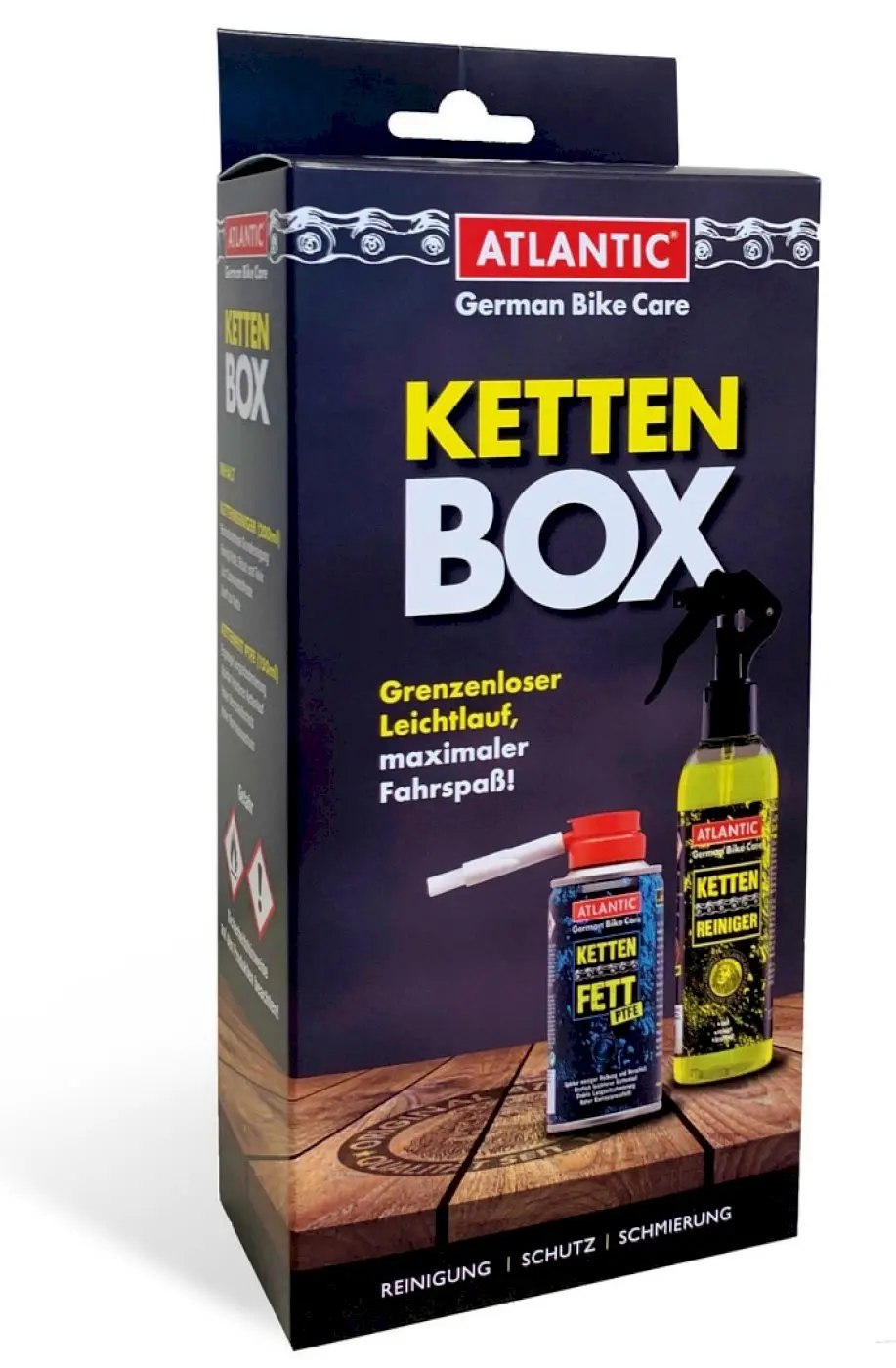 Atlantic Ketten Box Kettenreiniger 200 ml - Kettenfett PTFE 150 ml Atlantic Ketten Box Kettenreiniger 200 ml - Kettenfett PTFE 150 ml