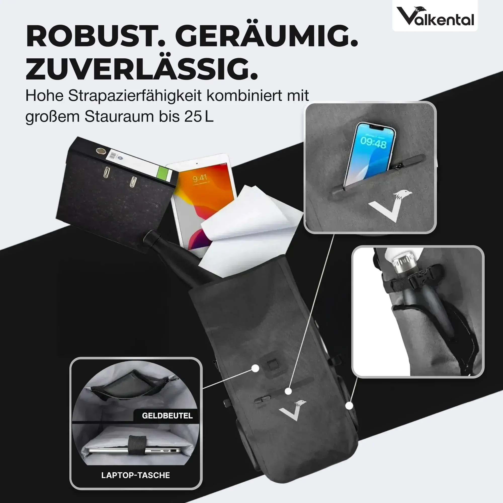 Valkental ValkPro 3in1 Fahrradtasche schwarz