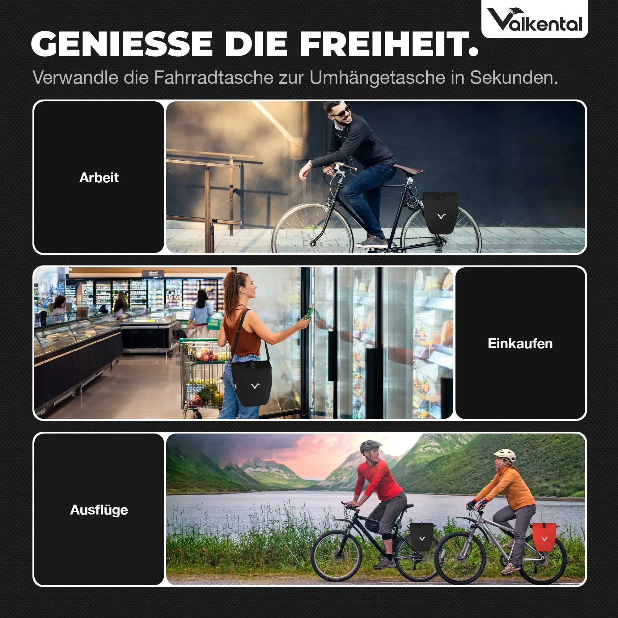 Valkental Bike Bag 28 Liter schwarz mit Kühlfunktion
