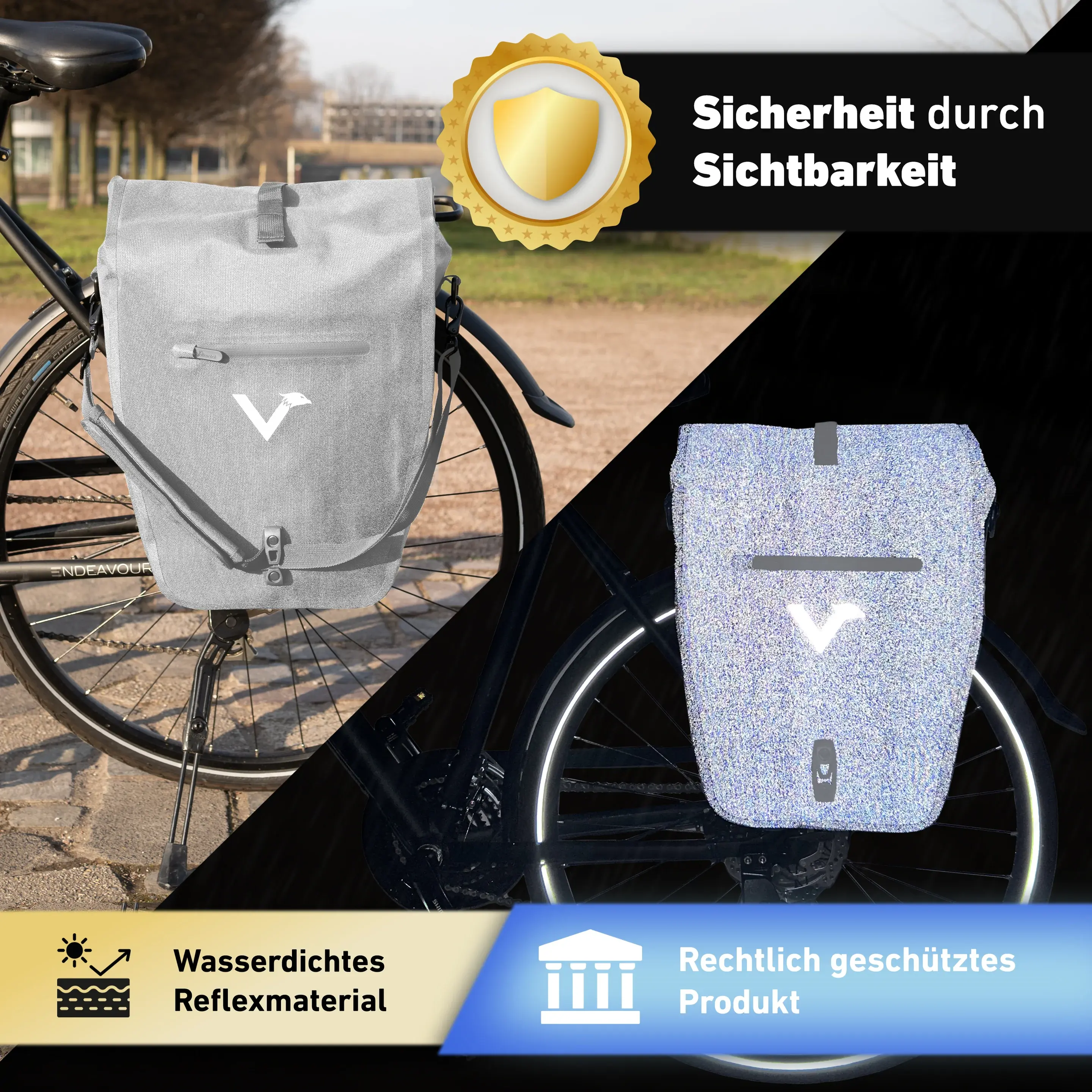 Valkental ValkBasic - große & wasserdichte Gepäckträgertasche Reflective