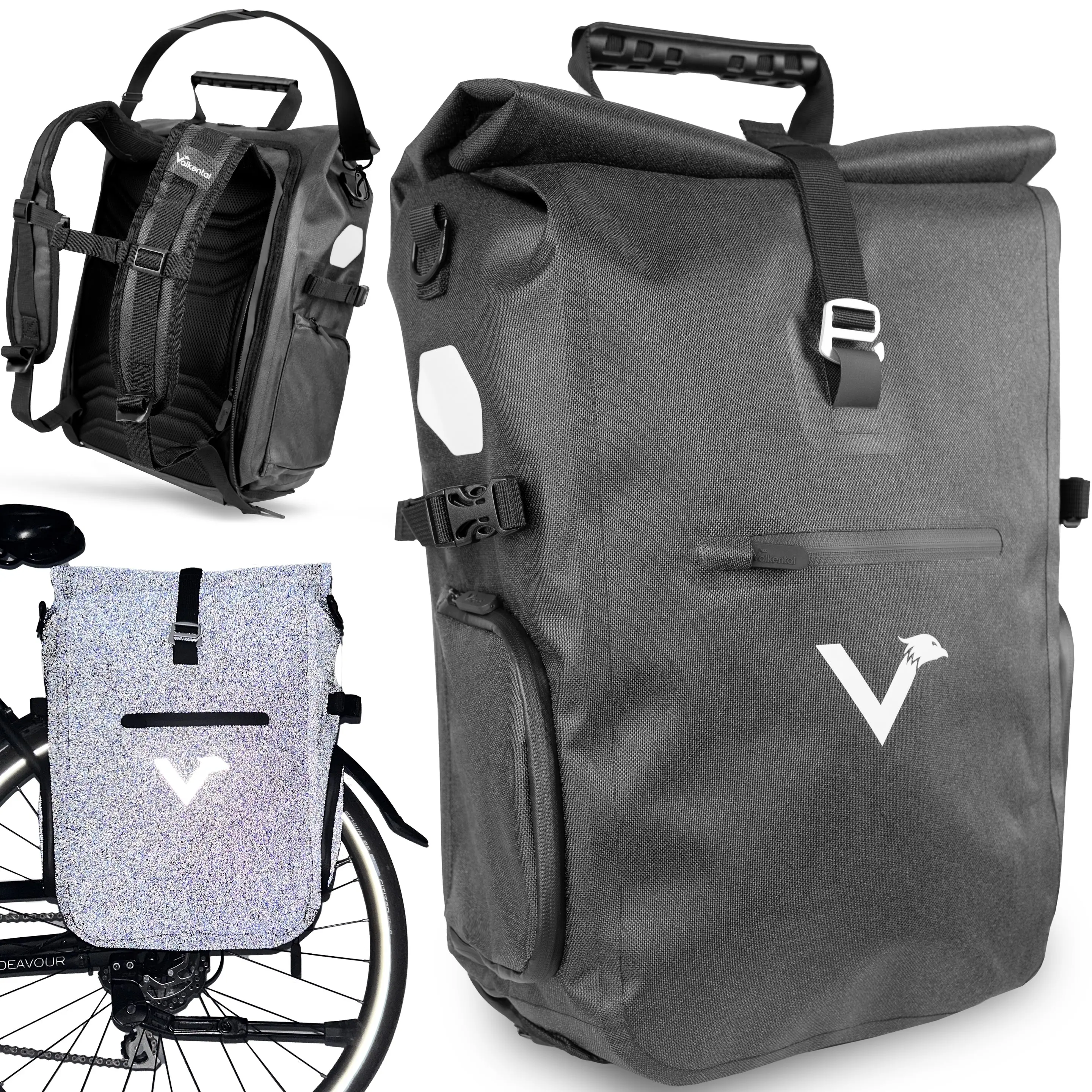 Valkental ValkPro 3in1 Fahrradtasche - hochfunktionales Multitalent Valkental ValkPro 3in1 Fahrradtasche - hochfunktionales Multitalent Black