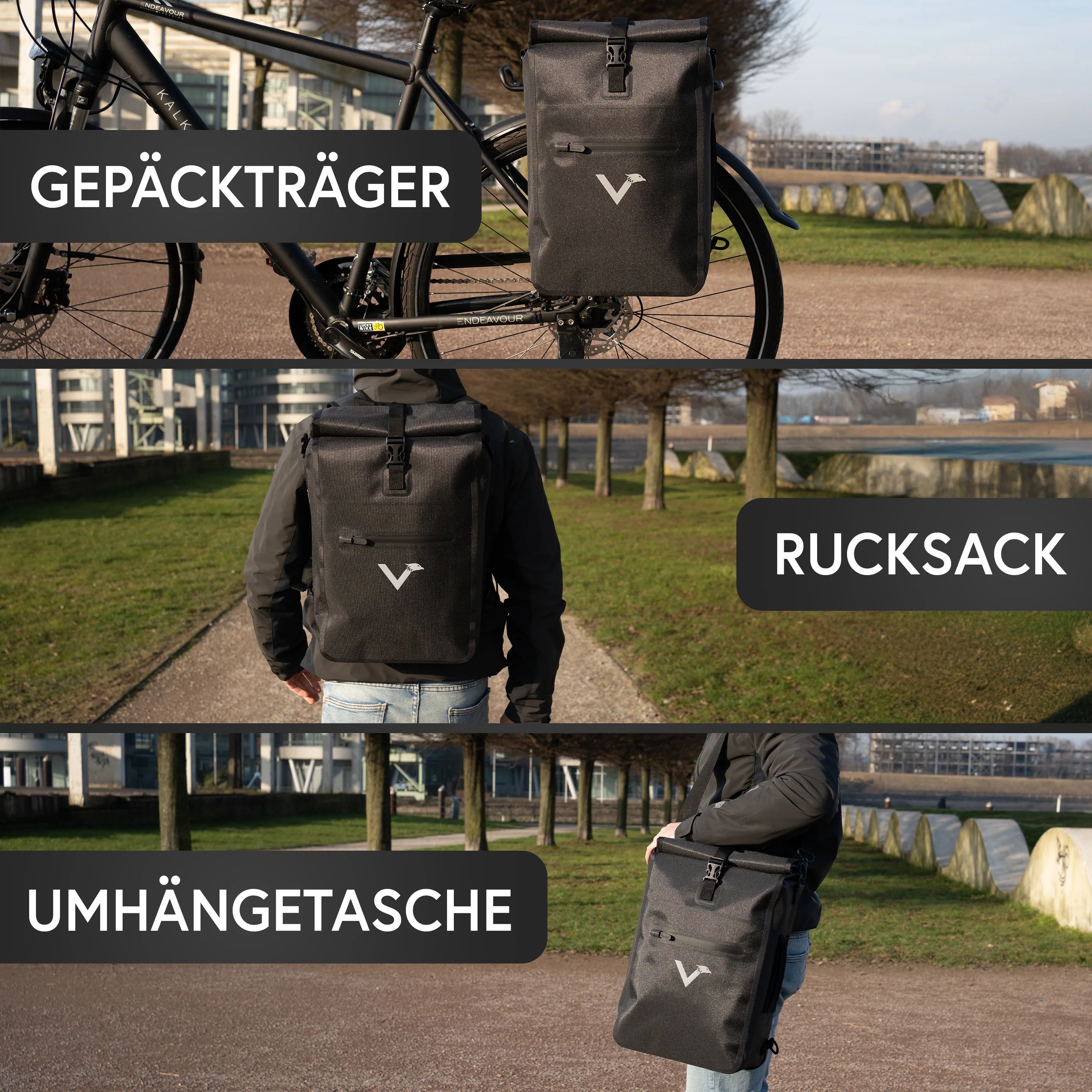 Valkental ValkOne 23 l 3in1 Fahrradtasche Space Black Valkental ValkOne 23 l 3in1 Fahrradtasche Space Black