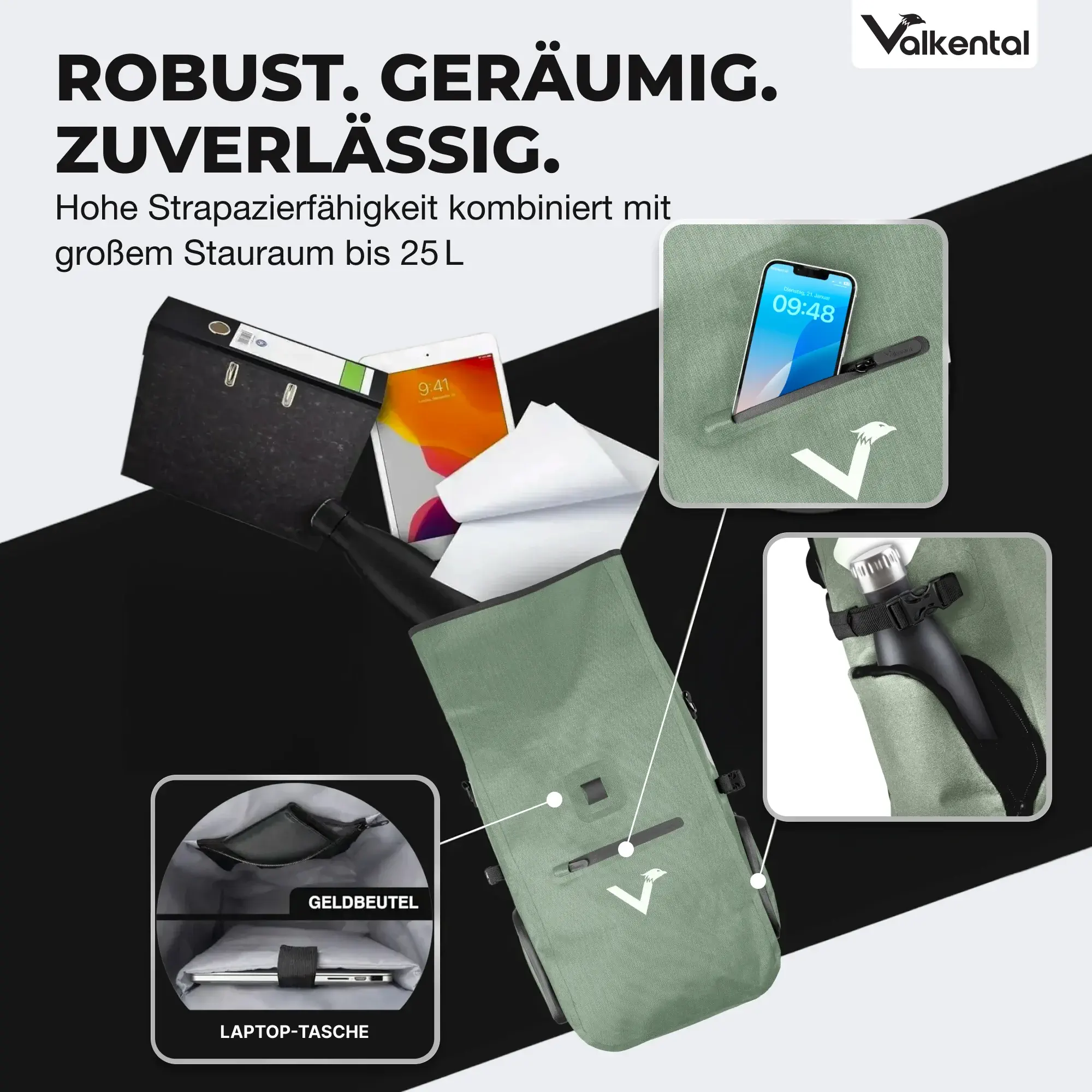 Valkental ValkPro 3in1 Fahrradtasche grün Valkental ValkPro 3in1 Fahrradtasche grün