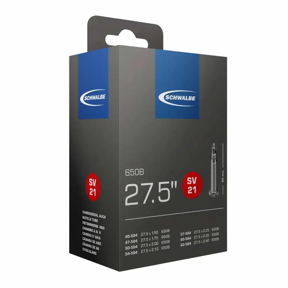 Schwalbe Fahrradschlauch SV Ventil Nr. 21 27,5 Zoll 650 B 40 mm 40/62-584
