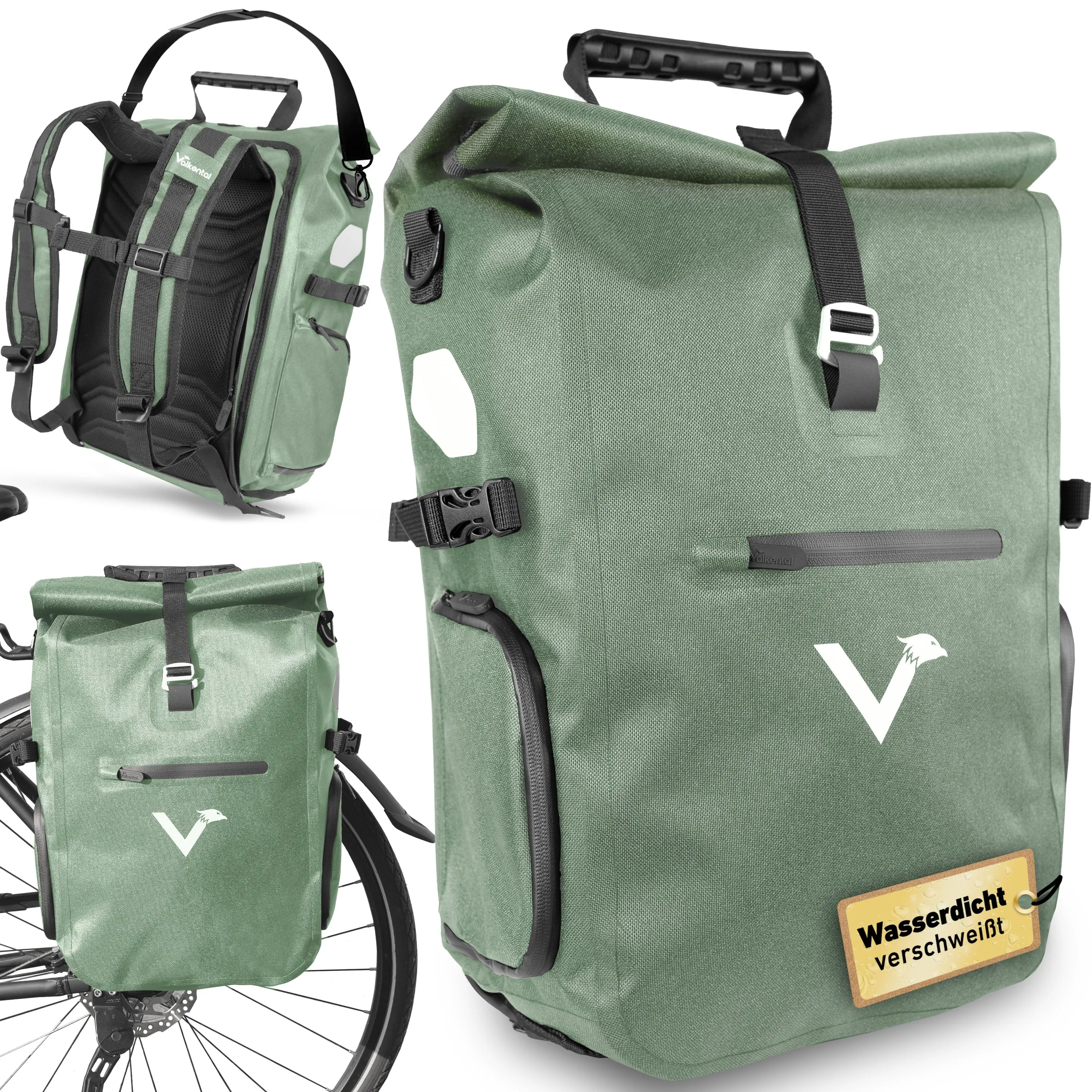 Valkental ValkPro 3in1 Fahrradtasche grün
