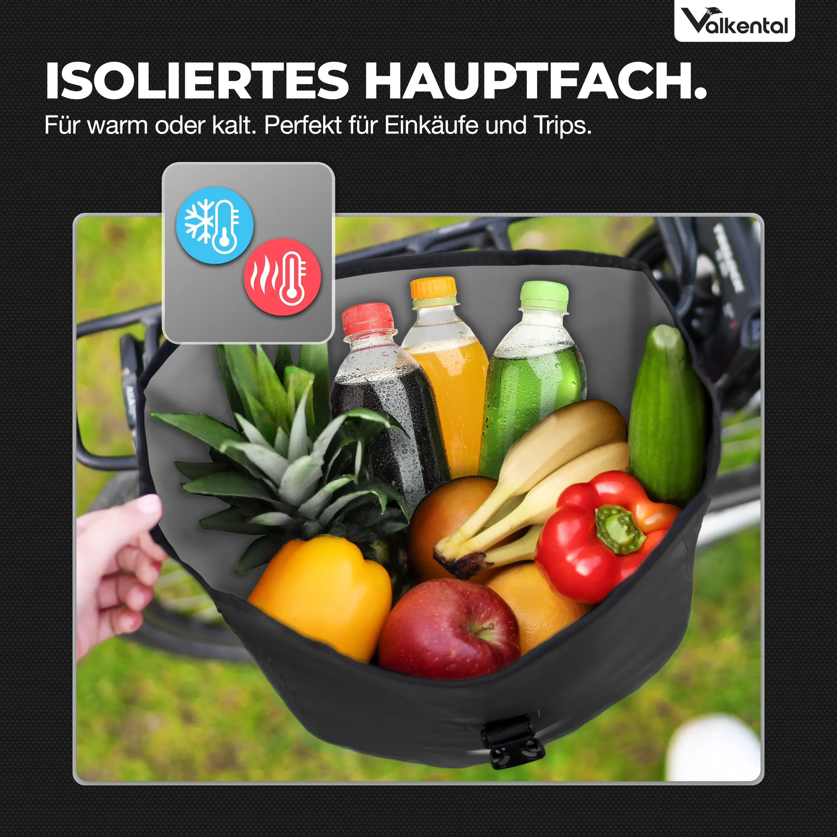 Valkental Bike Bag 28 Liter schwarz mit Kühlfunktion