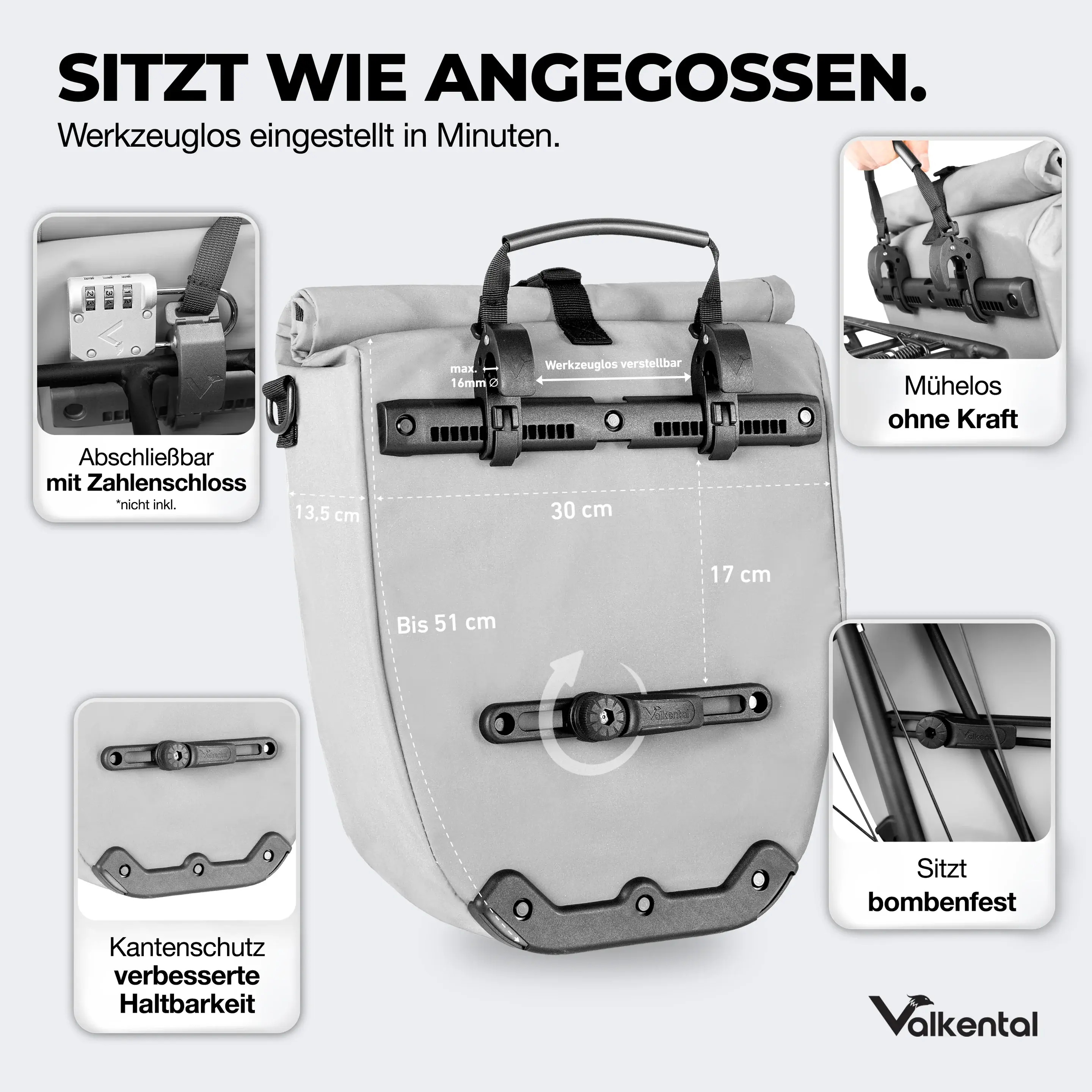 Valkental Bike Bag 32 Liter reflektierend