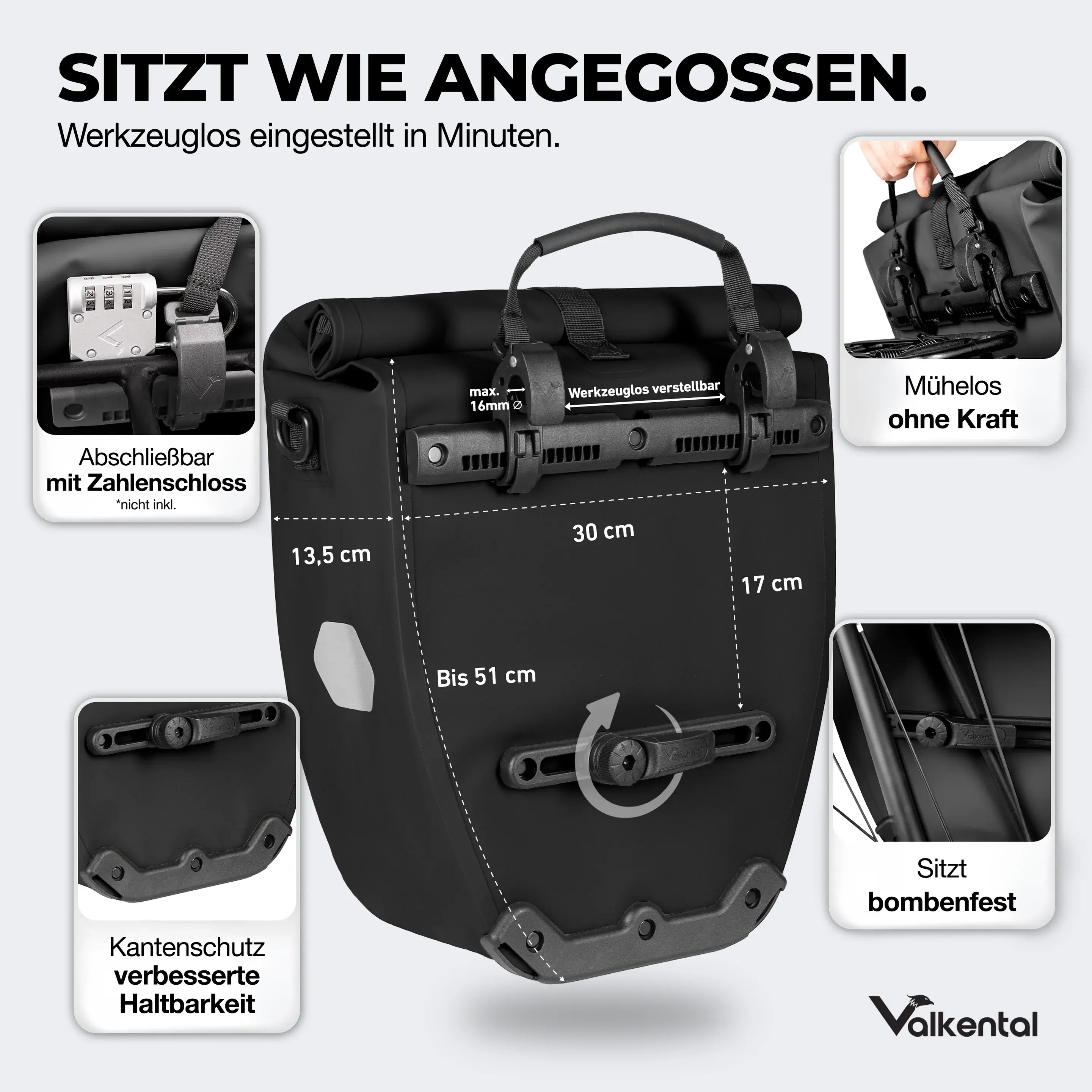 Valkental Bike Bag  wasserdichte Gepcktrgertasche
