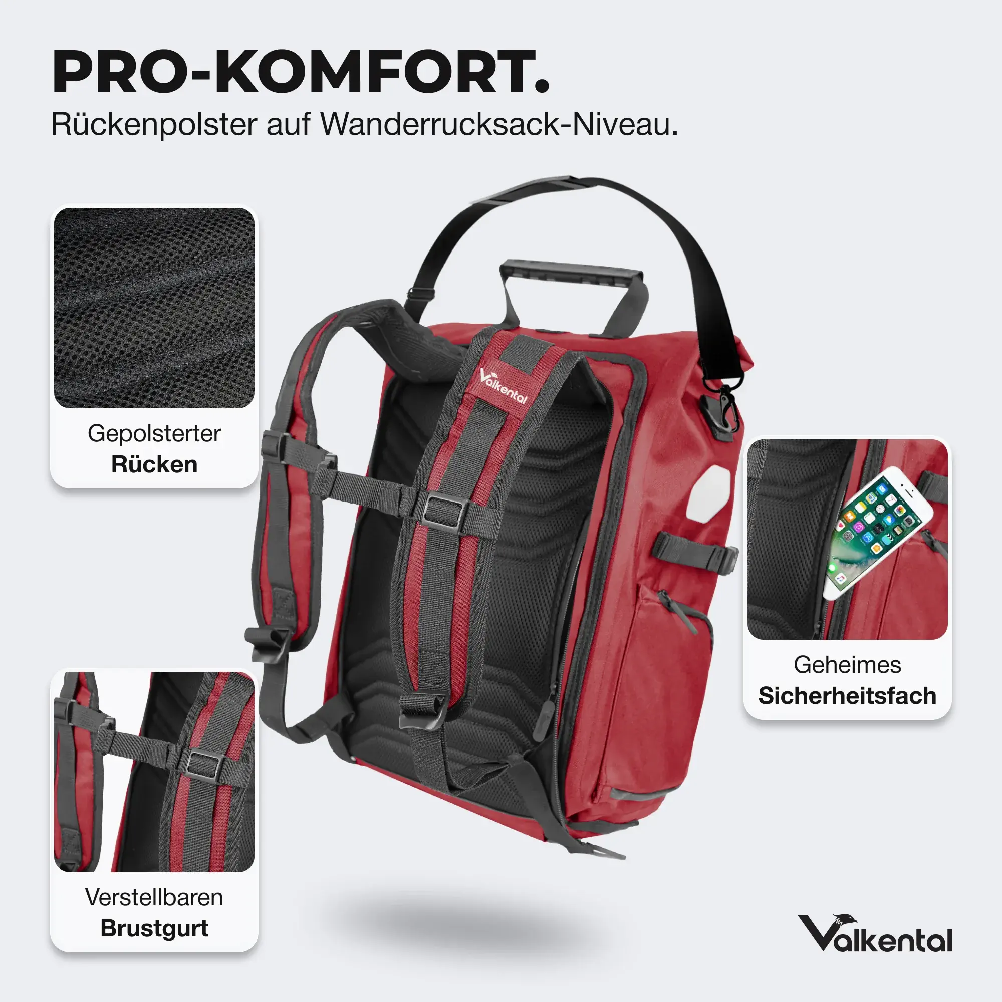Valkental ValkPro 3in1 Fahrradtasche rot Valkental ValkPro 3in1 Fahrradtasche rot
