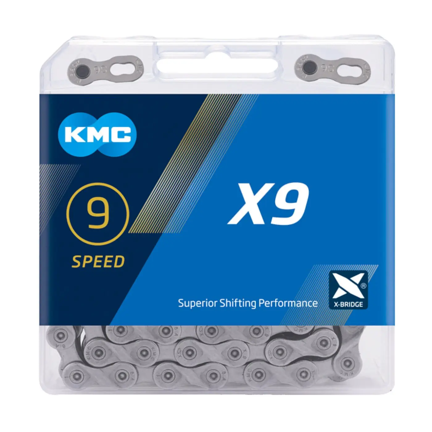 KMC Fahrrad Kette X9 9-fach, grau 114 Glieder 1/2x11/128 KMC Fahrrad Kette X9 9-fach, grau 114 Glieder 1/2x11/128