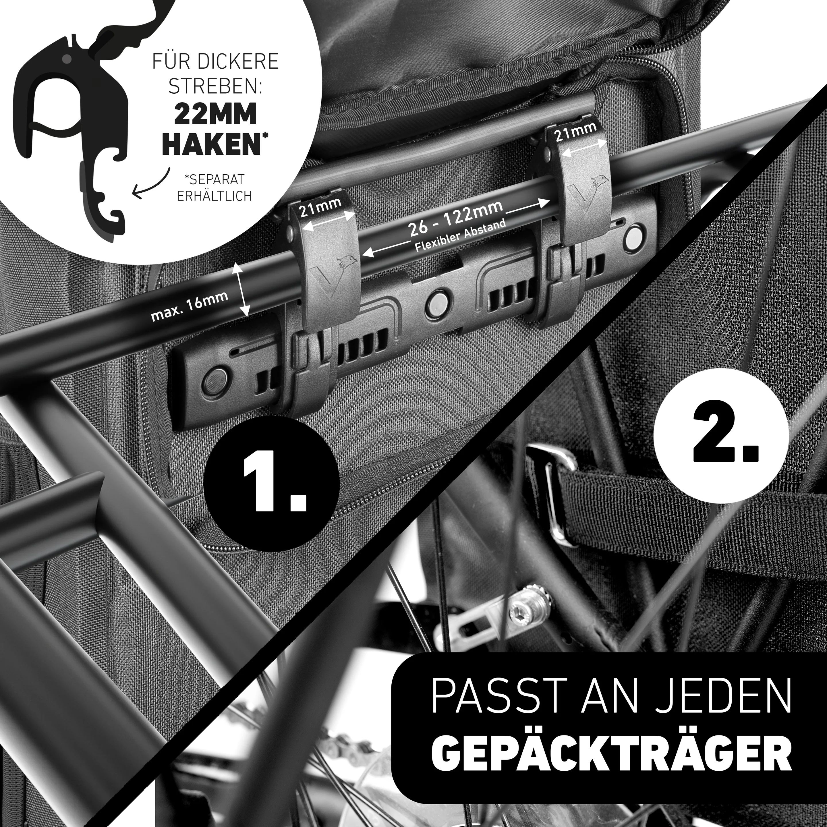 Valkental ValkOne 23 l 3in1 Fahrradtasche Space Black Valkental ValkOne 23 l 3in1 Fahrradtasche Space Black