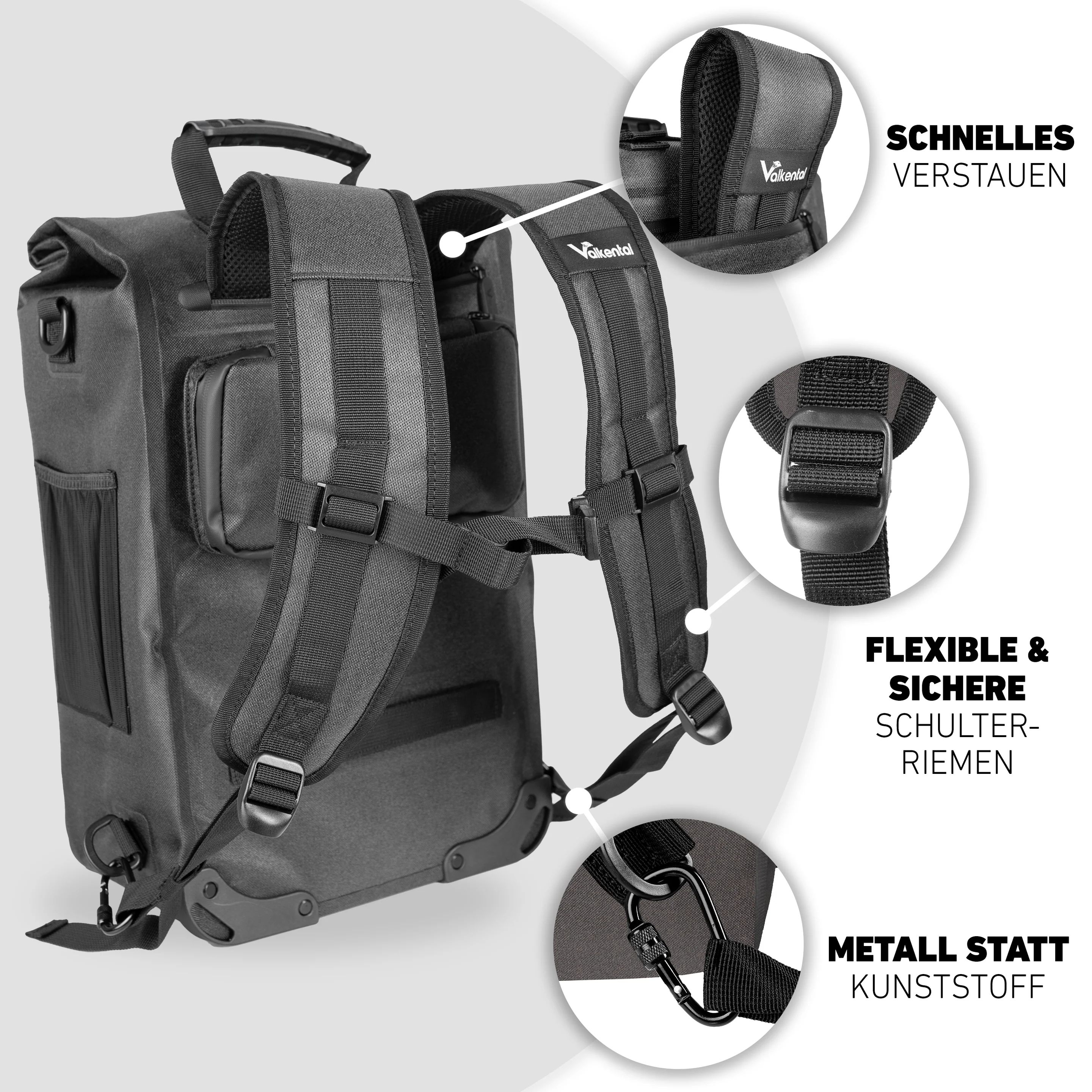Valkental ValkOne 23 l 3in1 Fahrradtasche Space Black Valkental ValkOne 23 l 3in1 Fahrradtasche Space Black