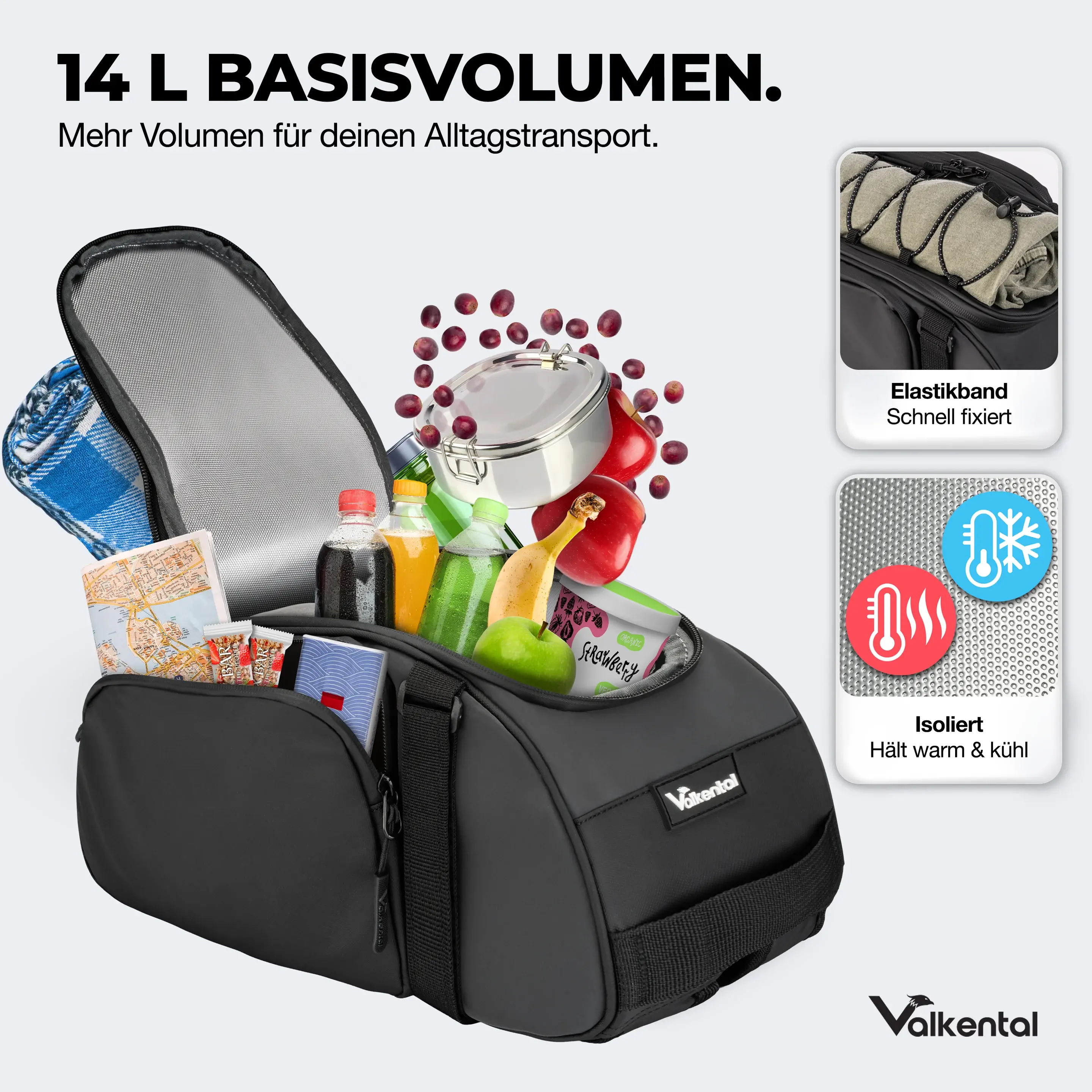 Valkental Trunk Bag 14 Liter schwarz mit Kühlfunktion Valkental Trunk Bag 10 Liter schwarz mit Kühlfunktion