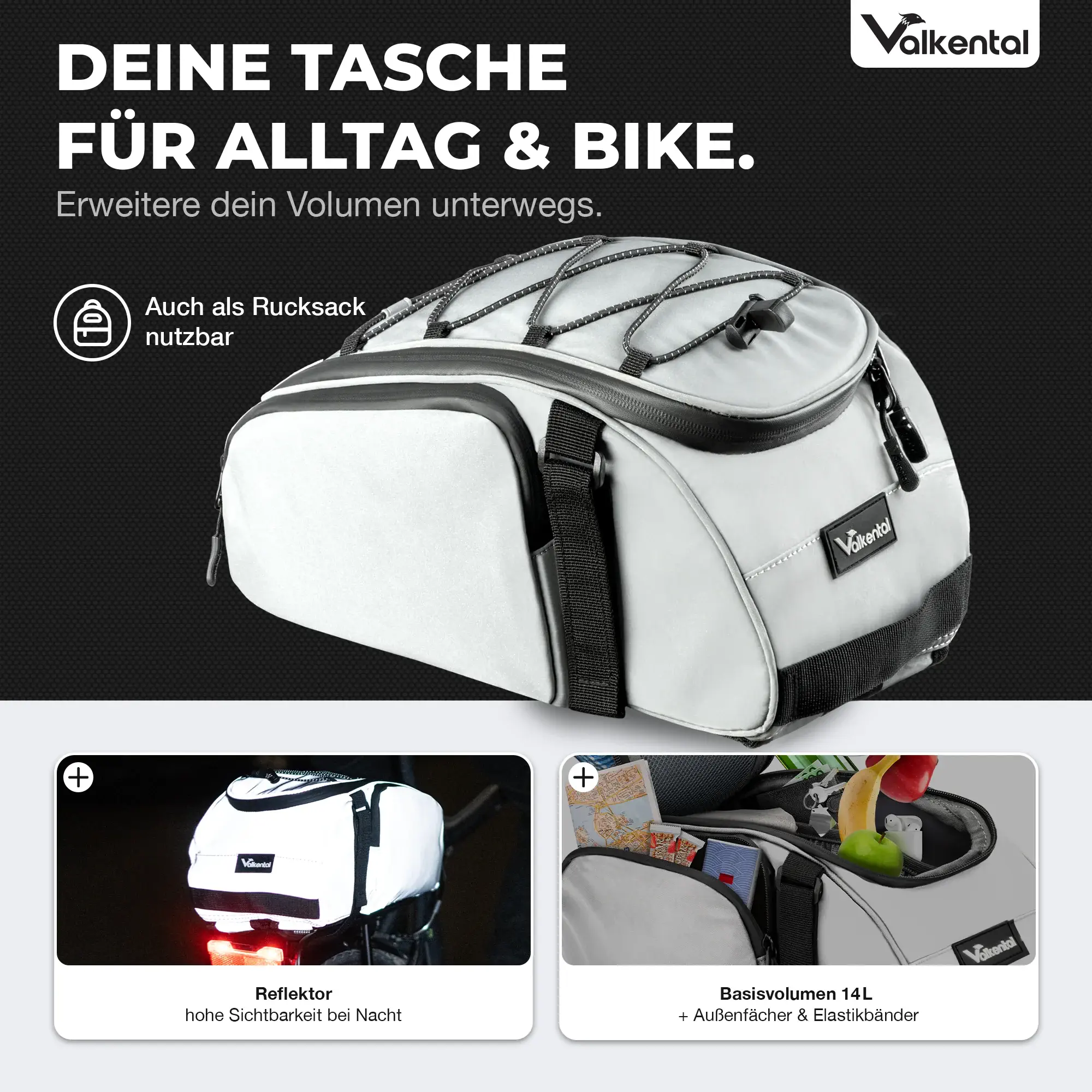 Valkental Trunk Bag 14 Liter reflektierend